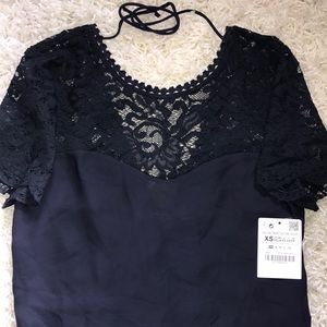 Zara Navy Blue Lace Blouse